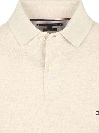 Tommy Hilfiger Langermet Poloskjorte Melange Ecru