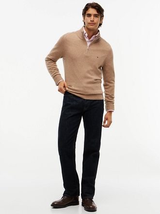 Tommy Hilfiger Pullover Half Zip Lambswool Safari Canvas Heather