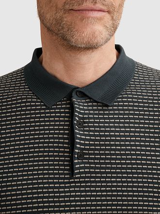 Vanguard Knitted Polo Shirt Stripes Navy