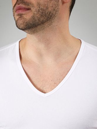 Suitable Vitaru T-Shirt Tiefer V-Ausschnitt Weiß 2-Pack