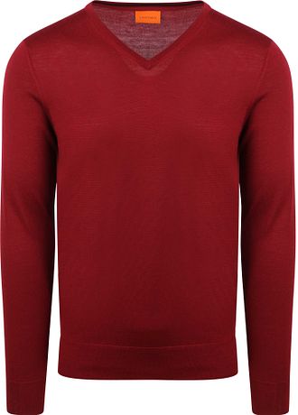 Suitable Merino Pullover V-Neck Dark Red