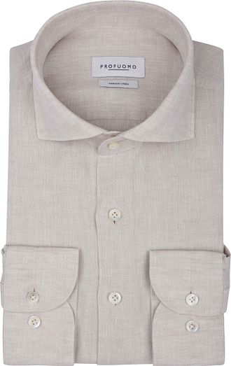 Profuomo Hemd Leinen Sand