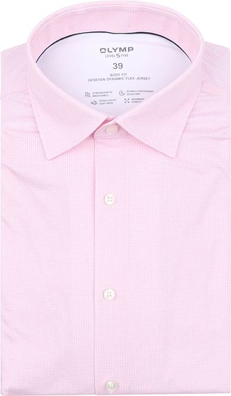 OLYMP Hemd Level 5 24/Seven Pied De Poule Rosa
