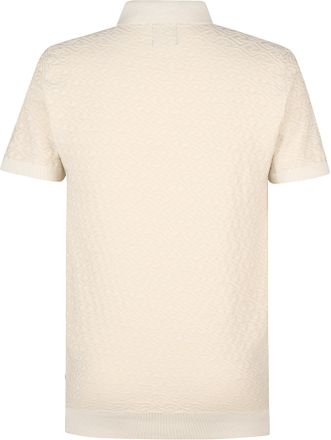Petrol Strikket Polo Oceanstone Ecru