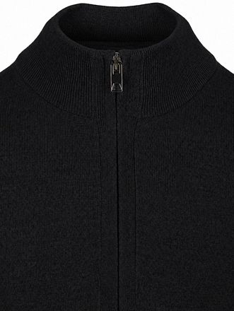 Olymp Half-Zip Trøje i Uld, Sort