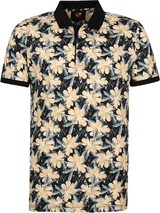 Suitable polo med blomsterprint i marineblå