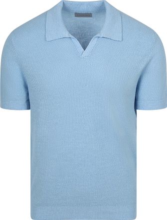 Suitable Polo Shirt Riva Bean Linen Cotton Light Blue