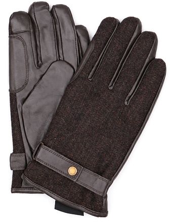 Barbour Gloves Barlow Herringbone Leather Brown