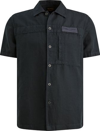 PME Legend Kortermet Skjorte Cotton Linen Marineblå