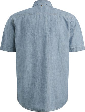 PME Legend Short Sleeve Shirt Coton Linnen Chambray Indigo