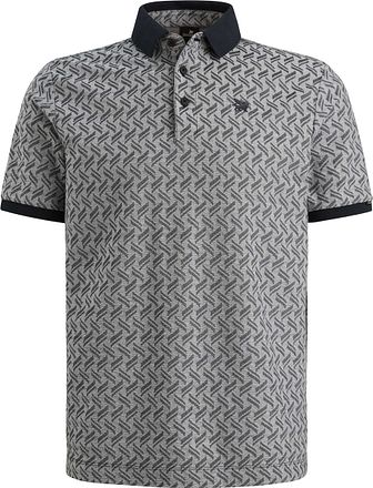 Vanguard Strikket Poloshirt Jacquard Print Marineblå