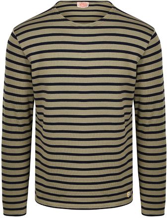 Armor-Lux T-shirt Heavy Manches Longues Rayé Kaki