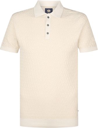 Petrol Strikket Polo Oceanstone Ecru