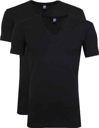 Alan Red T-skjorte NOV V-hals Stretch Svart 2-pakning