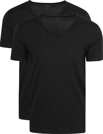 Mey V-ringad Dry Cotton T-shirt Svart 2-pack