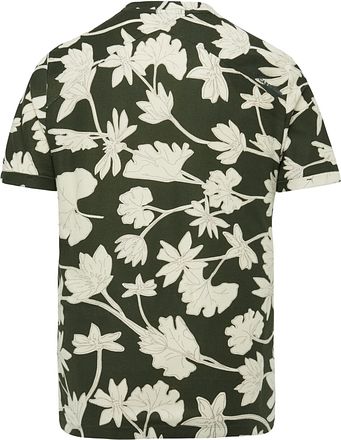 Cast Iron T Shirt Flowers Dark Green
