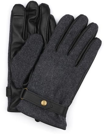 Suitable Handskar Ull Läder Antracit Svart