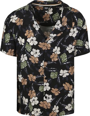 BOSS Beach Skjorte Blomstertrykk Svart
