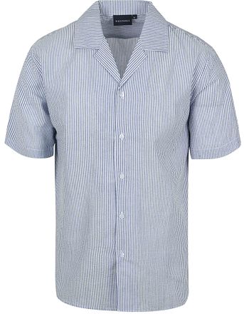 Suitable Kortermet Skjorte Stripe Seersucker Lyseblå