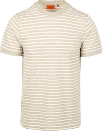 Suitable T-skjorte Isaac Stripe Piqué Pebble