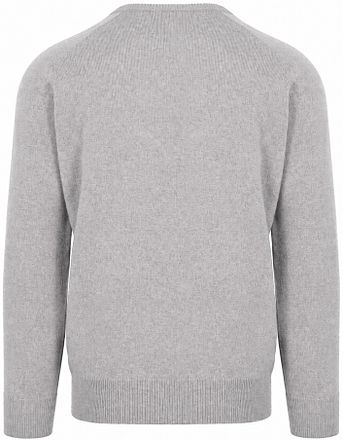 William Lockie V-Ausschnitt Pullover Lammwolle Flannel Grau