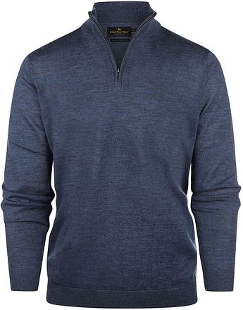 Steppin' Out Half Zip Trui Merinowol Indigo Blauw