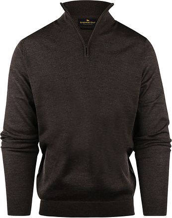 Steppin' Out Half Zip Pullover Merino Wool Brown