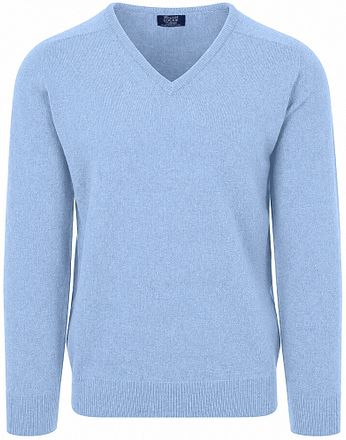 William Lockie V-hals Ull Glacier Blå