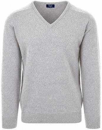 William Lockie V-ringad Lammull Tröja Flannel Grå