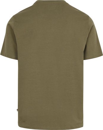 KnowledgeCotton Apparel T-skjorte Olivengrønn Trykk på brystet