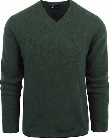 Suitable Lammull Tröja V-ringad Mörkgrön