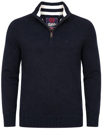 Superdry Knit Half Zip Cotton Jumper Navy