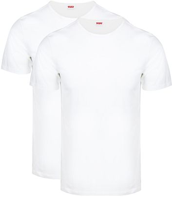 Levi's T-shirt Solid Crew White 2-Pack