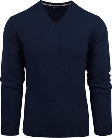 Suitable Lammull Tröja V-ringad Mörkblå