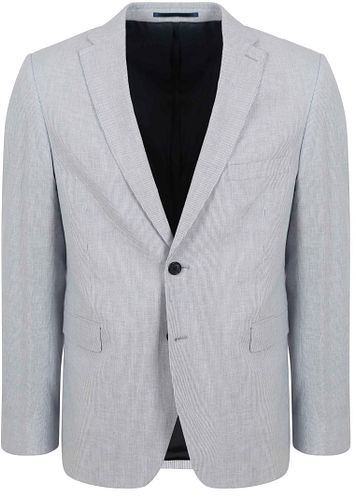 Suitable Blazer i Lys Blå med Striber i Linned