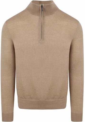 Suitable Merino Half Zip Trøje Beige