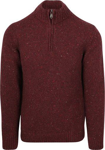 Suitable Half Zip Pullover Donnegal Tweed Eco Wool Bordeaux