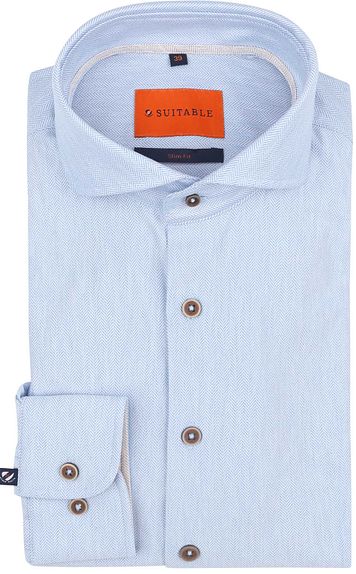 Suitable Herringbone Shirt Light Blue