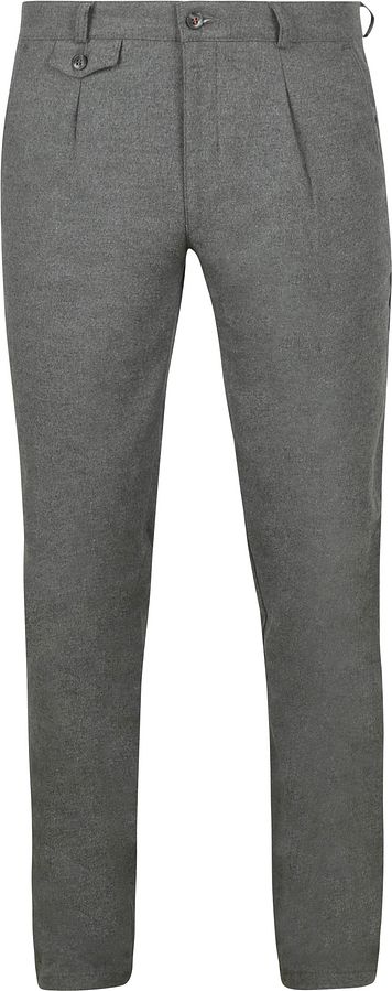 Suitable Chino Pico Pleat Flanell Grå