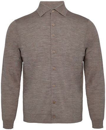 R2 Amsterdam Strikket Skjorte Merino Taupe