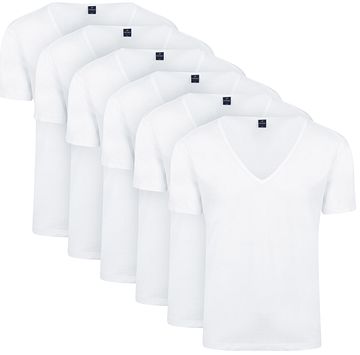 Suitable Vitaru T-Shirt Tiefer V-Ausschnitt Weiß 6-Pack 160-6