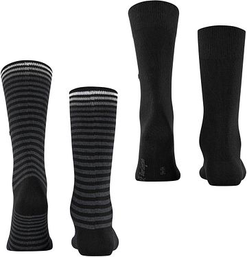 Burlington Everyday Calcetines Rayas Black Pack De 2 Pares Product / Achterkant