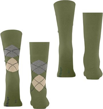 Burlington Everyday Mix Calcetines Cuadros Green Pack De 2 Pares Product / Achterkant