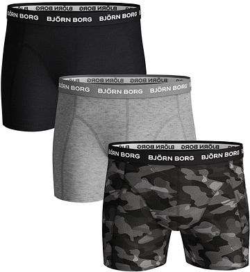 Björn Borg Cotton Stretch Boxers 3-Pack Black Grey Product
