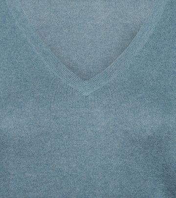 Steppin' Out Damestrui Cotton Cashmere V-hals Sage Product / Detail