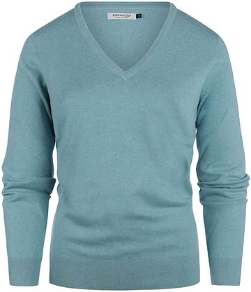 Steppin' Out Pull Femme Cachemire Col V Turquoise Product