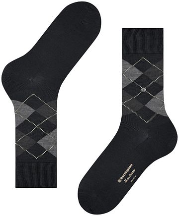 Burlington Manchester Skarpety w kratę czarne 3000 Product