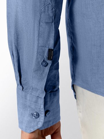 State Of Art Hemd Leinen Mittelblau Model / Detail