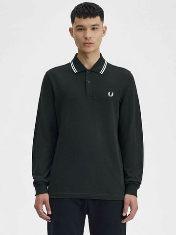 Fred Perry Longsleeve Polo Donkergroen T50 Model / Voorkant