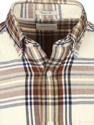 Gant Shirt Flannel Checks Ecru Product / Detail